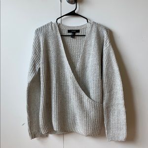 Forever 22 Oversized Grey Wrap Front Sweater